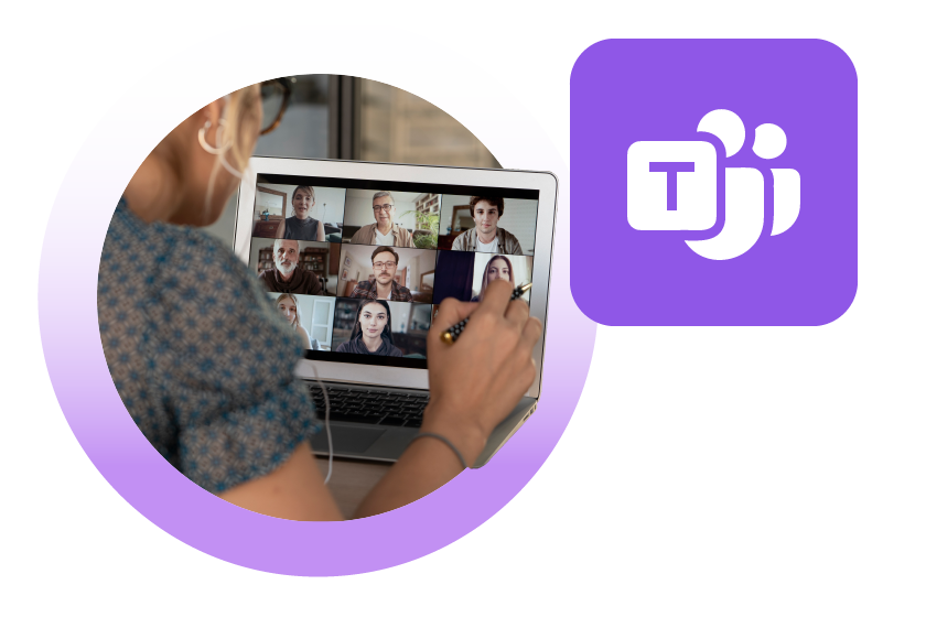 Woman having a call on Microsoft Teams